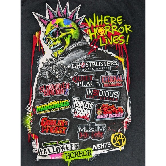 2024 Universal Halloween Horror Nights HHN House Lineup T Shirt Small Orlando - Picture 5 of 7